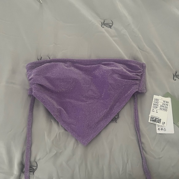 Purple sparkly bandeau top NWT - Picture 2 of 3